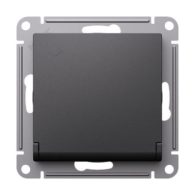 Розетка силовая Schneider Electric Atlas Design со шторками и крышкой, Базальт ATN001446
