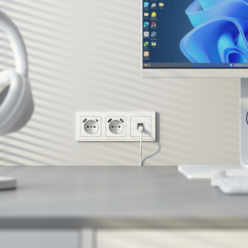 Розетка Ethernet RJ-45 cat. 6A экранированная (белый матовый) W5120001