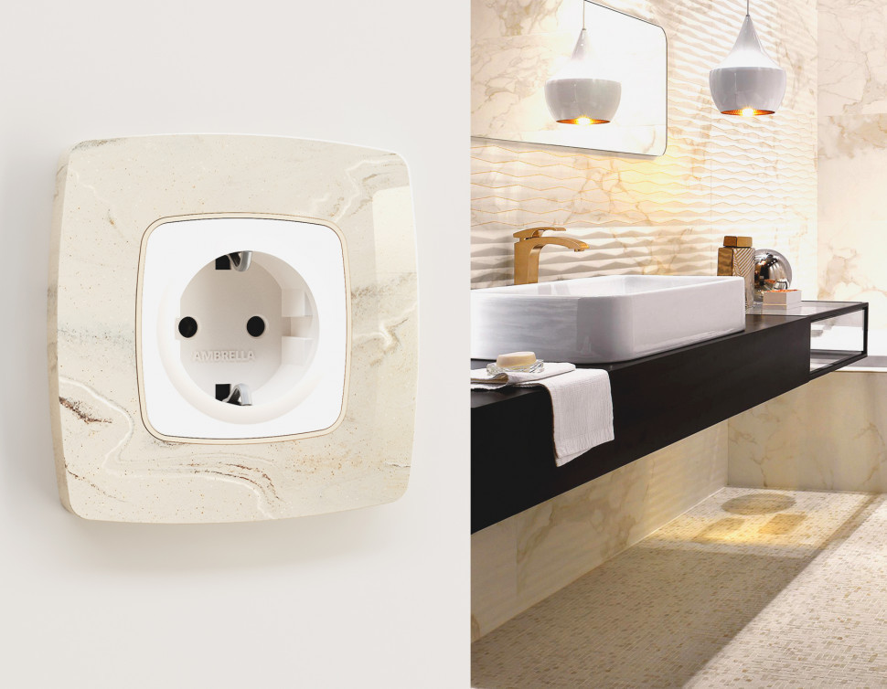 Рамка OMEGA Opera (Серо-бежевый мрамор) 2-ая OF940602