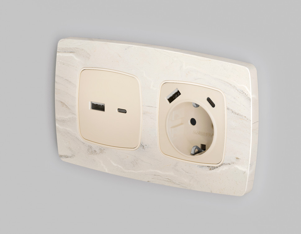 Рамка OMEGA Opera (Серо-бежевый мрамор) 2-ая OF940602