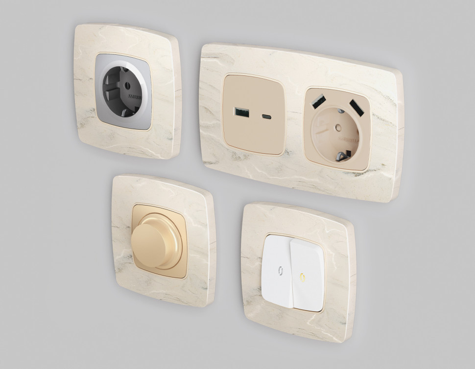 Рамка OMEGA Opera (Серо-бежевый мрамор) 2-ая OF940602