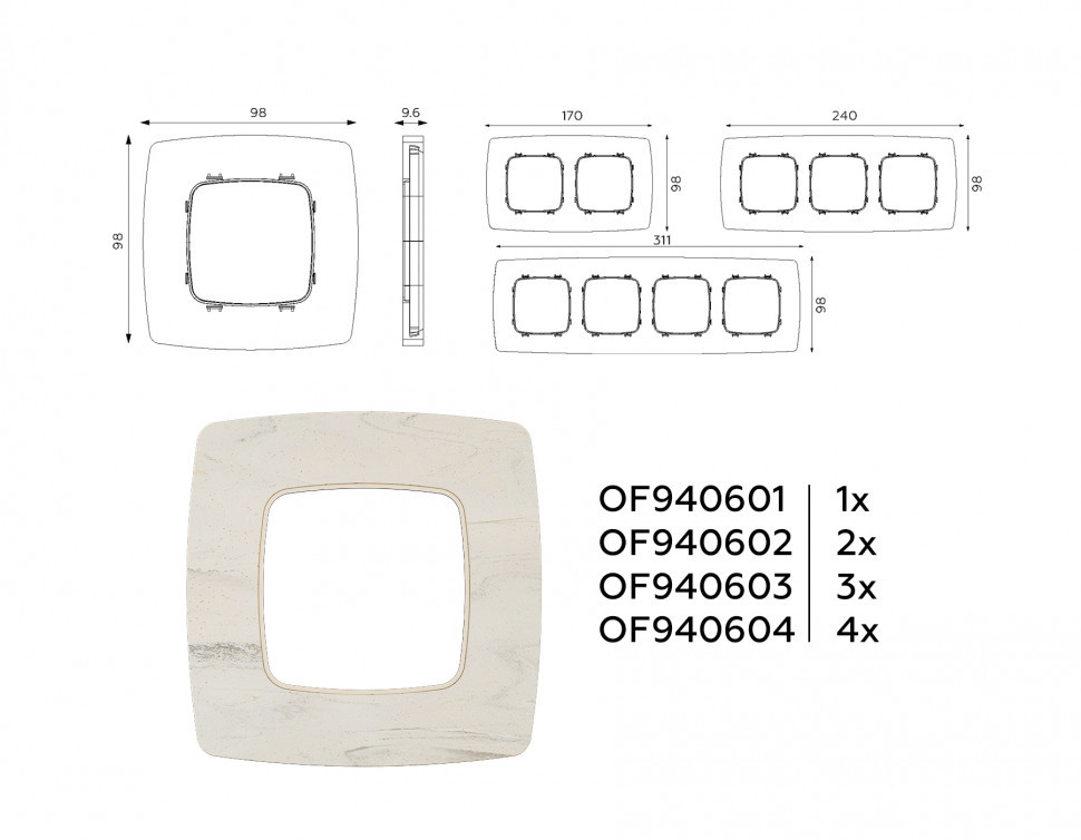 Рамка OMEGA Opera (Серо-бежевый мрамор) 2-ая OF940602