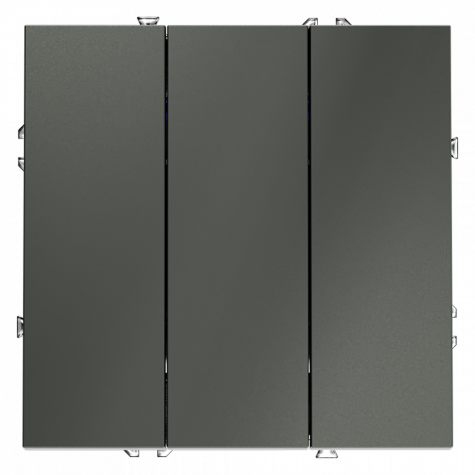 Выключатель встраиваемый VOLTUM S70 трехклавишный 10А, (титан) VLS030106