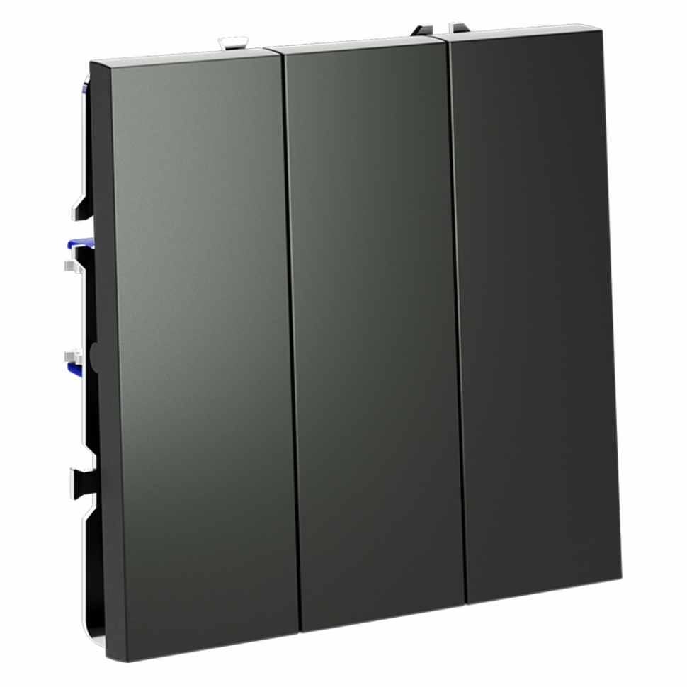 Выключатель встраиваемый VOLTUM S70 трехклавишный 10А, (титан) VLS030106