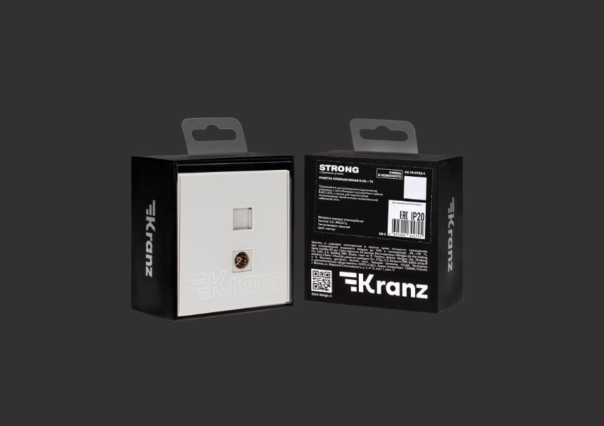 KRANZ Розетка STRONG компьютерная RJ45 кат6 + TV с/у жемчуг KR-78-0722-4