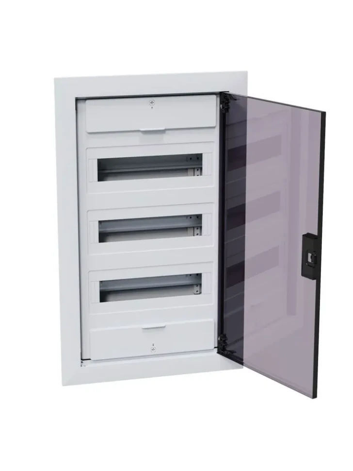 Щит встраиваемый 36 модуля белый с прозрачной черной дверцей OptiBox Pro 36-VKR-IP40