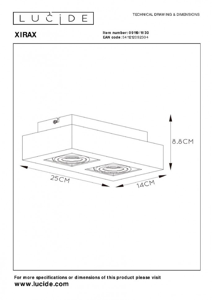 Накладной светильник Lucide Xirax 09119/11/30