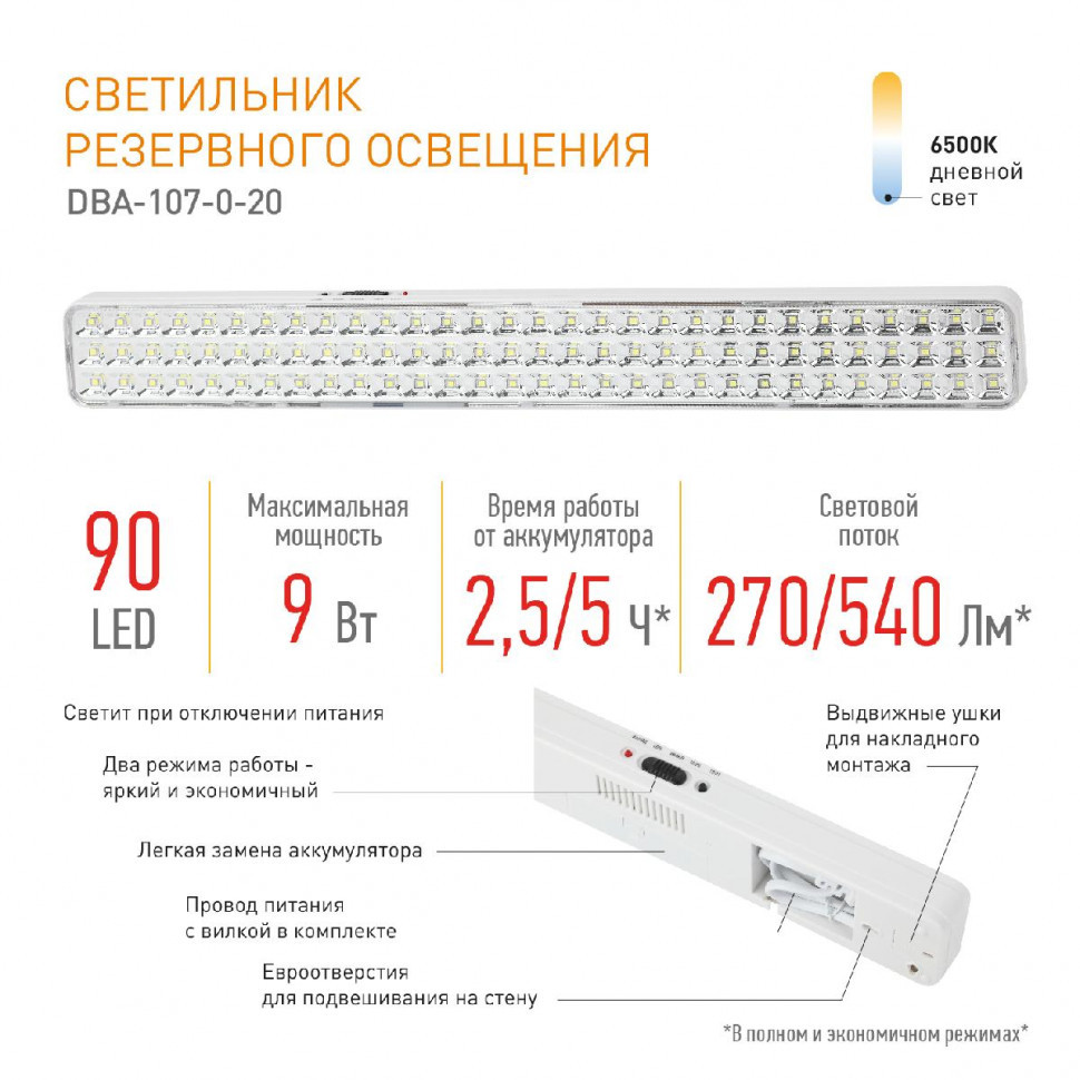 Аварийный светильник Эра DBA-107-0-20 Б0044404