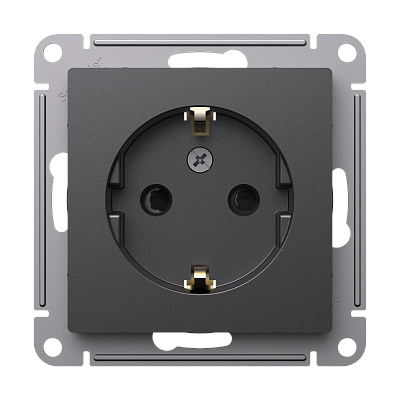 Розетка силовая Schneider Electric Atlas Design со шторками, Базальт ATN001445