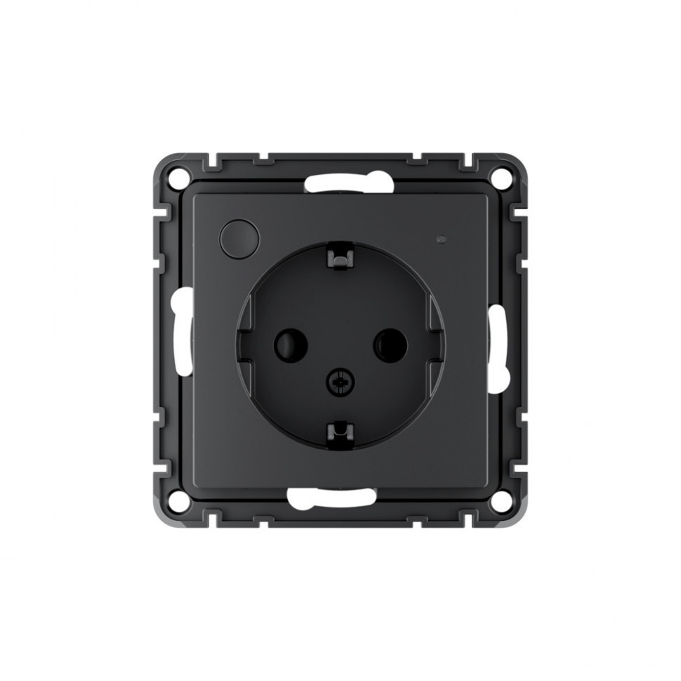 Умная встраиваемая розетка с заземлением со шторками,Zigbee, 16А КАРБОН, ATLAS DESIGN SMART ATN001045Z