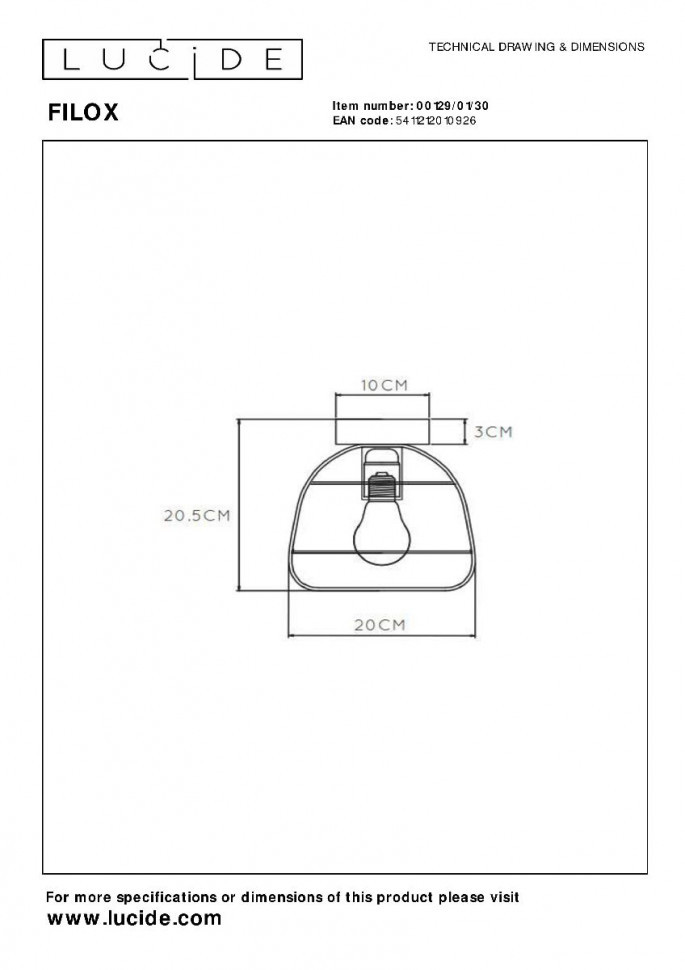 Потолочный светильник Lucide Filox 00129/01/30