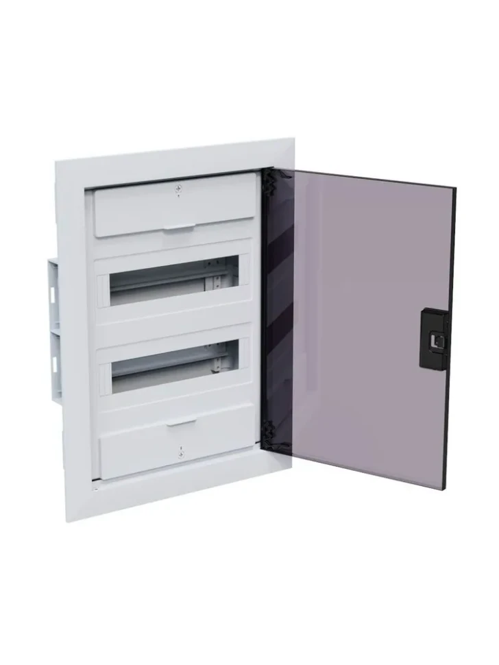 Щит встраиваемый 24 модуля белый с прозрачной черной дверцей OptiBox Pro 24-VKR-IP40