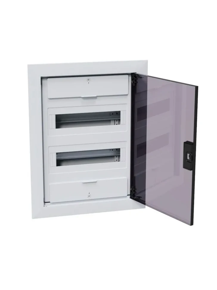 Щит встраиваемый 24 модуля белый с прозрачной черной дверцей OptiBox Pro 24-VKR-IP40