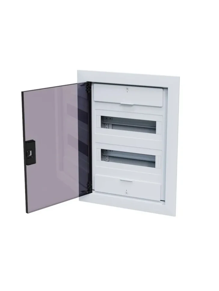 Щит встраиваемый 24 модуля белый с прозрачной черной дверцей OptiBox Pro 24-VKR-IP40