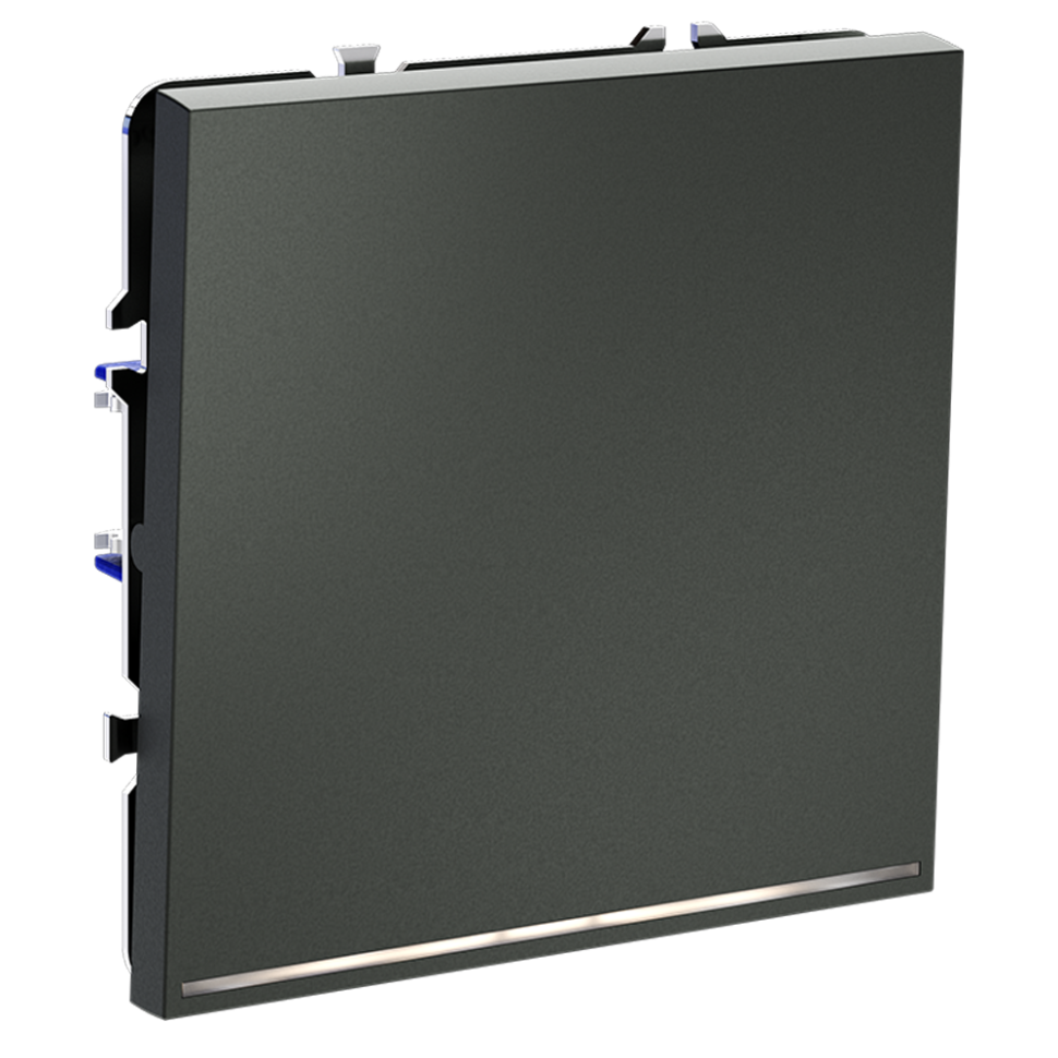 Выключатель встраиваемый VOLTUM S70 одноклавишный с подсветкой 10А, (титан) VLS010206