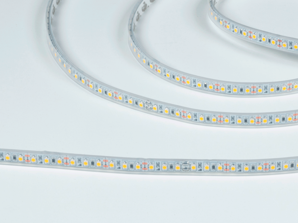  SWG Standard Светодиодная лента 3528, 120 LED/м, 9,6 Вт/м, 12В , IP66, Цвет: Теплый белый, SWG3120-12-9.6-WW-66-M