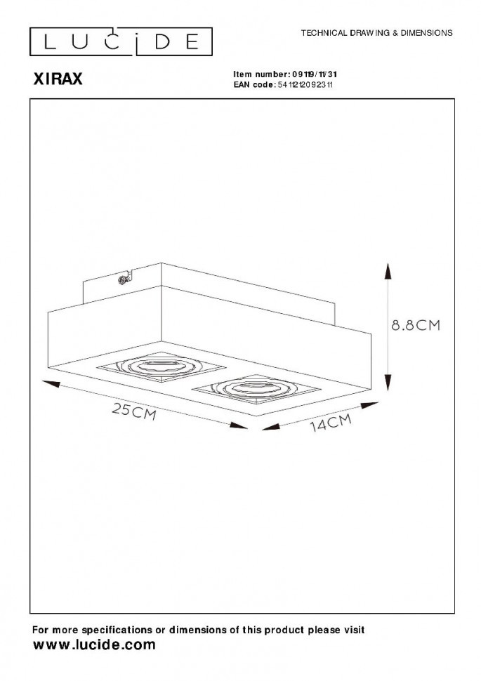 Накладной светильник Lucide Xirax 09119/11/31