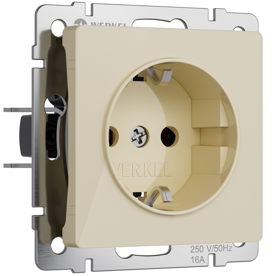 Розетка с заземлением (айвори акрил) W1171043