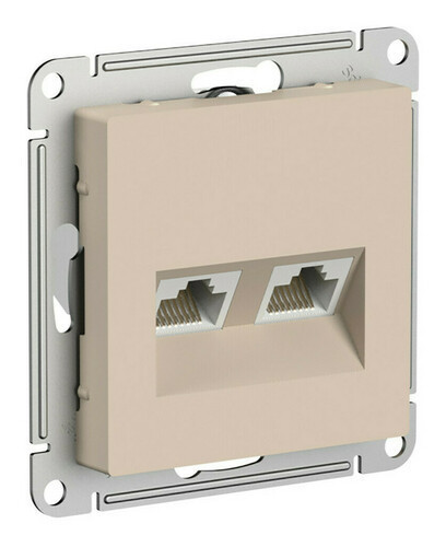 Розетка двойная Schneider Atlas Design RJ-45 кат. 5е, песочный ATN001285