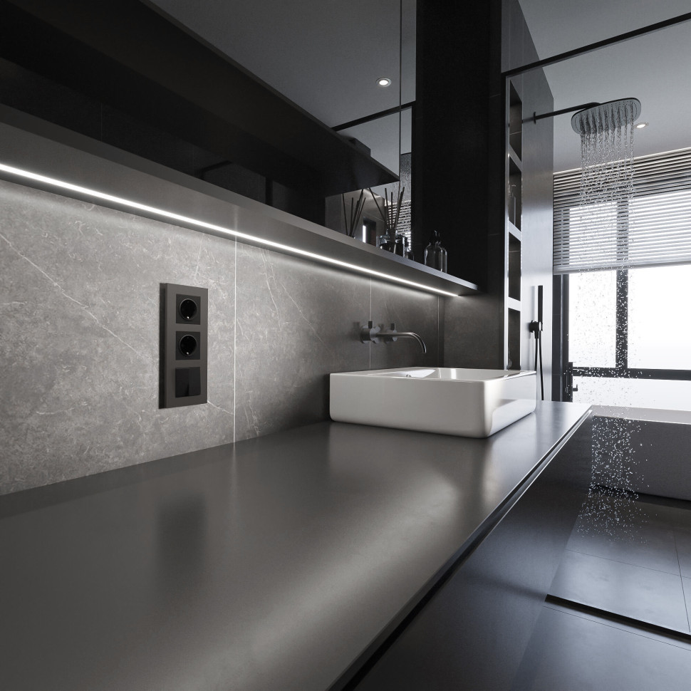 Рамка из поликарбоната на 3 поста Slab бронза софт W0032963