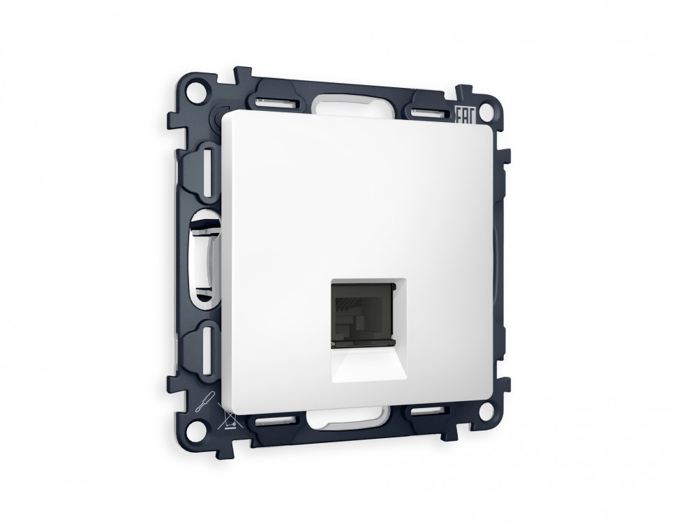 Комплект механизма компьютерной розетки ALFA MA132010 | Белый матовый RJ-45(8P8C) CAT6 с защитной шторкой QUANT