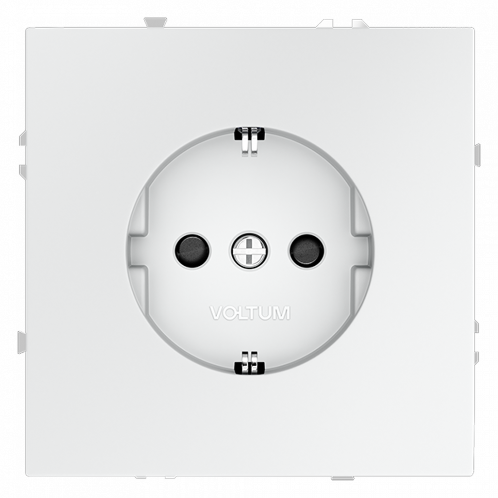 Розетка встраиваемая VOLTUM S70 с заземлением и защитными шторками, 16А, (белый матовый) VLS040202