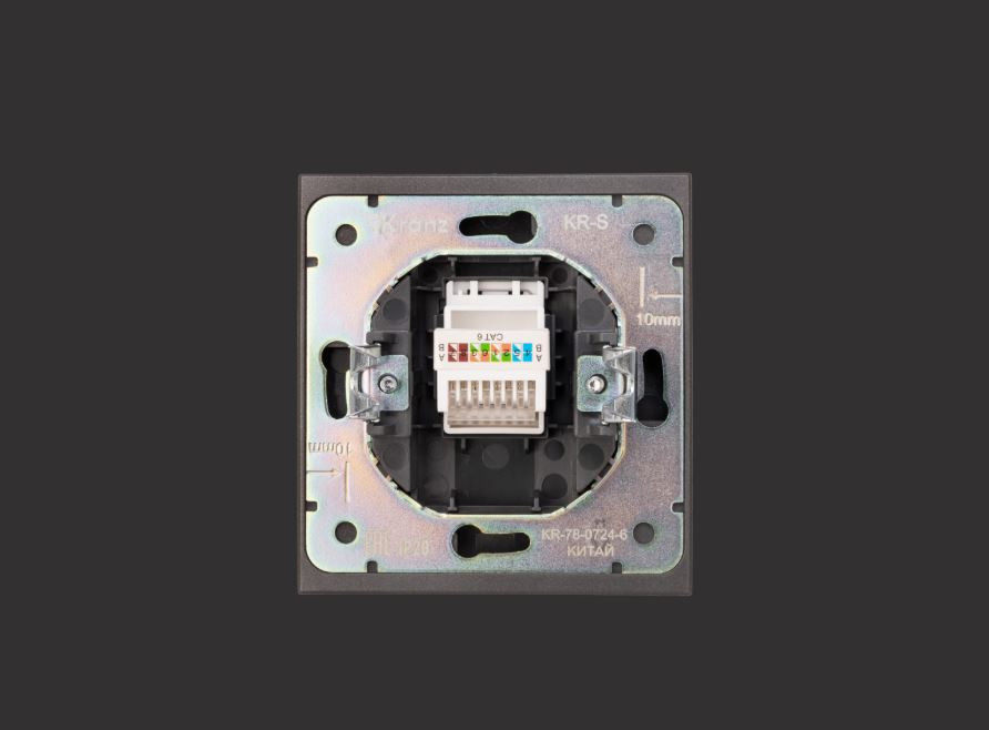 KRANZ Розетка STRONG компьютерная RJ45 кат6 с/у графит KR-78-0724-6