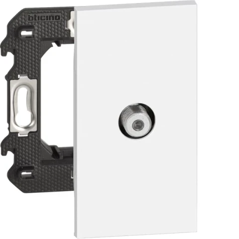 Розетка телевизионная TV "звезда" разъем F 2 модуля. Цвет Белый. Bticino серия Living Now