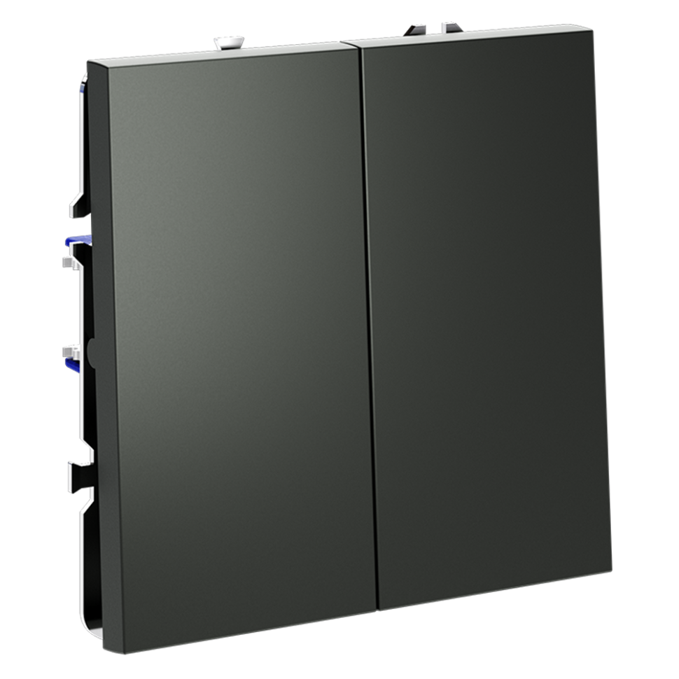 Выключатель встраиваемый VOLTUM S70 двухклавишный 10А, (титан)