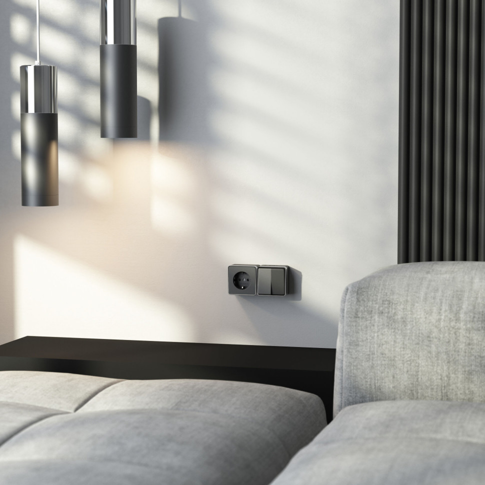 Выключатель двухклавишный Gallant черный с серебром W5020034 W5020034