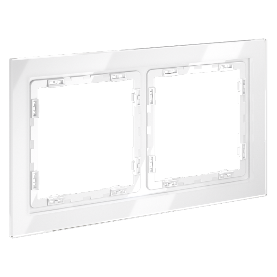 Рамка стеклянная VOLTUM S70 на 2 поста, (белый, стекло)