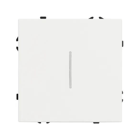 Выключатель одноклавишный проходной с подсветкой LED,  NEO PLUS самозажимные контакты (белый матовый)