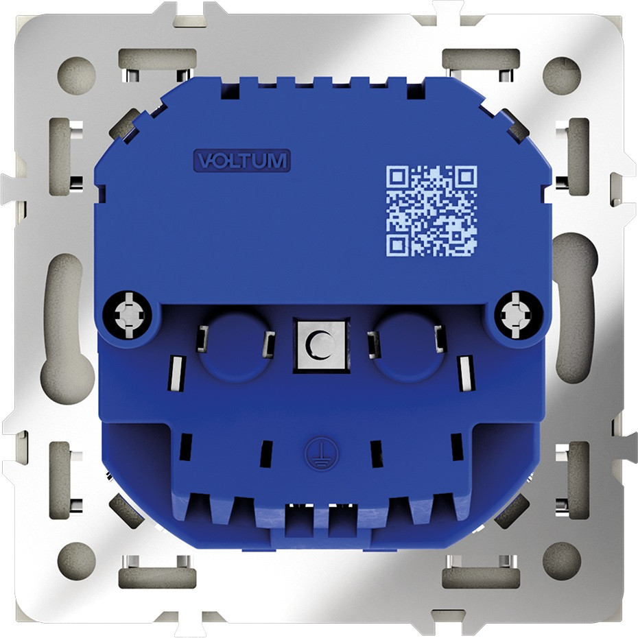 Розетка встраиваемая VOLTUM S70 с заземлением и защитными шторками, 16А, с USB, A+С, (сталь) VLS040505