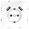 Розетка встраиваемая VOLTUM S70 с заземлением и защитными шторками, 16А, с USB, A+A, (белый матовый) VLS040402