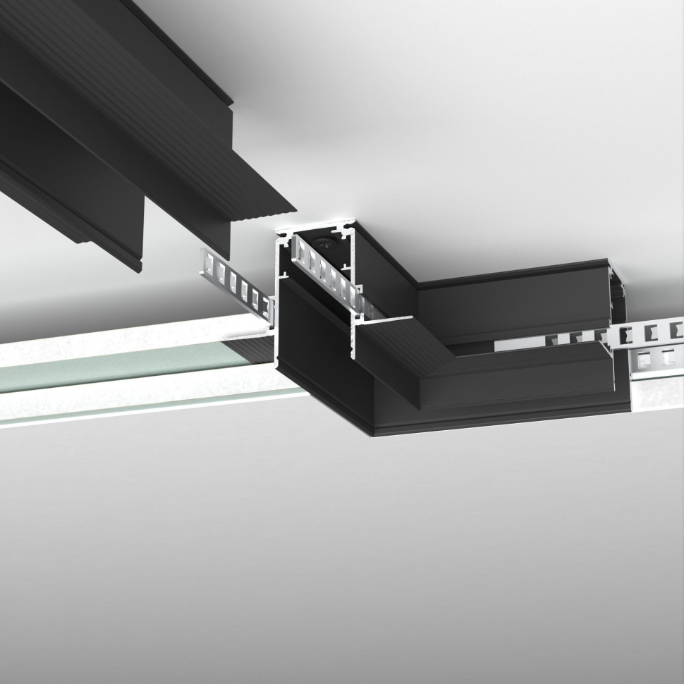 Slim Magnetic Коннектор угловой для встраиваемого шинопровода под ГКЛ 9,5мм (черный) 85214/00 85214/00