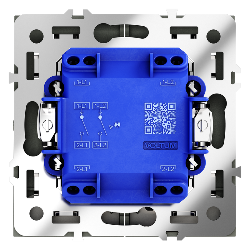 Выключатель встраиваемый VOLTUM S70 двухклавишный с подсветкой 10А, (титан)