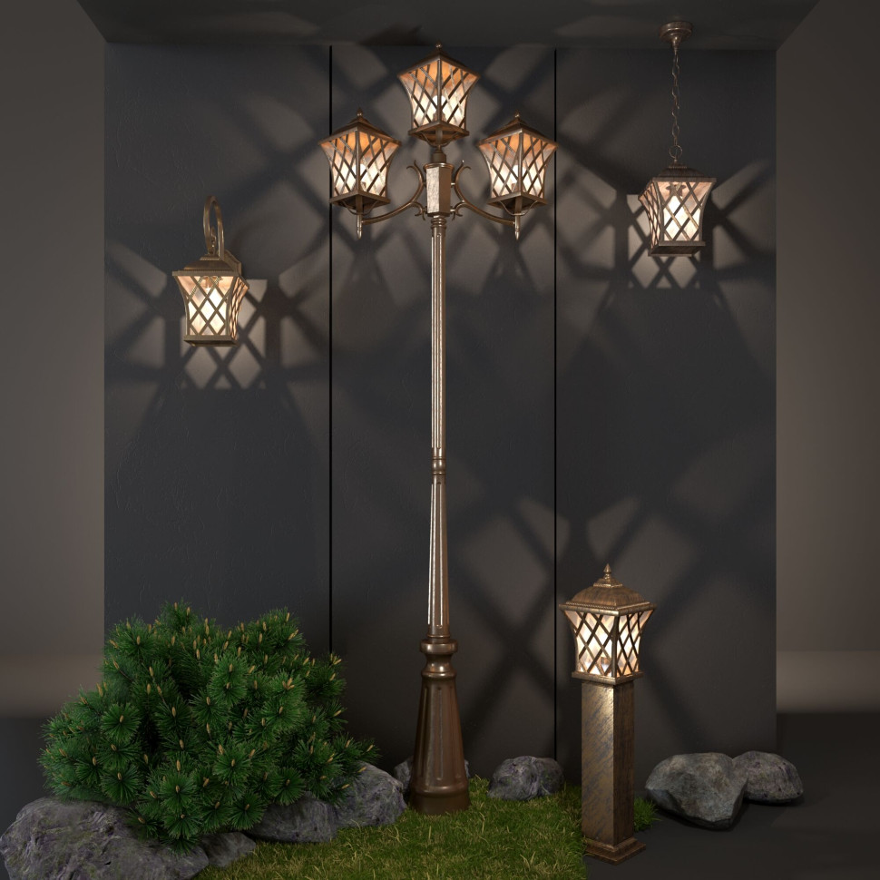 Уличный светильник на столбе Cassiopeya F/3 черное золото IP44 Cassiopeya F/3 черное золото