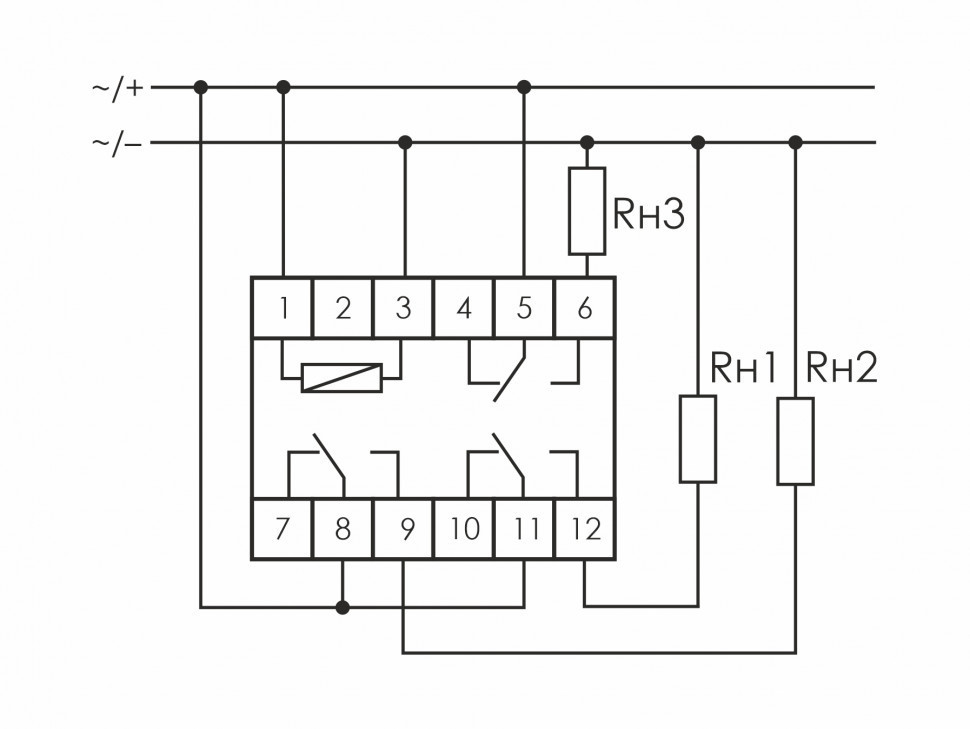 Реле промежуточный электромагнитный (Ампер-3x8 / Волт-12 AC/DC / Контакт-3NO/NC) PK-3P-12
