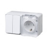 Блок: розетка со шторками 16А 250B, выключатель 2-клавишный 10А Systeme Electric AtlasDesign Profi54, белый ATN540174