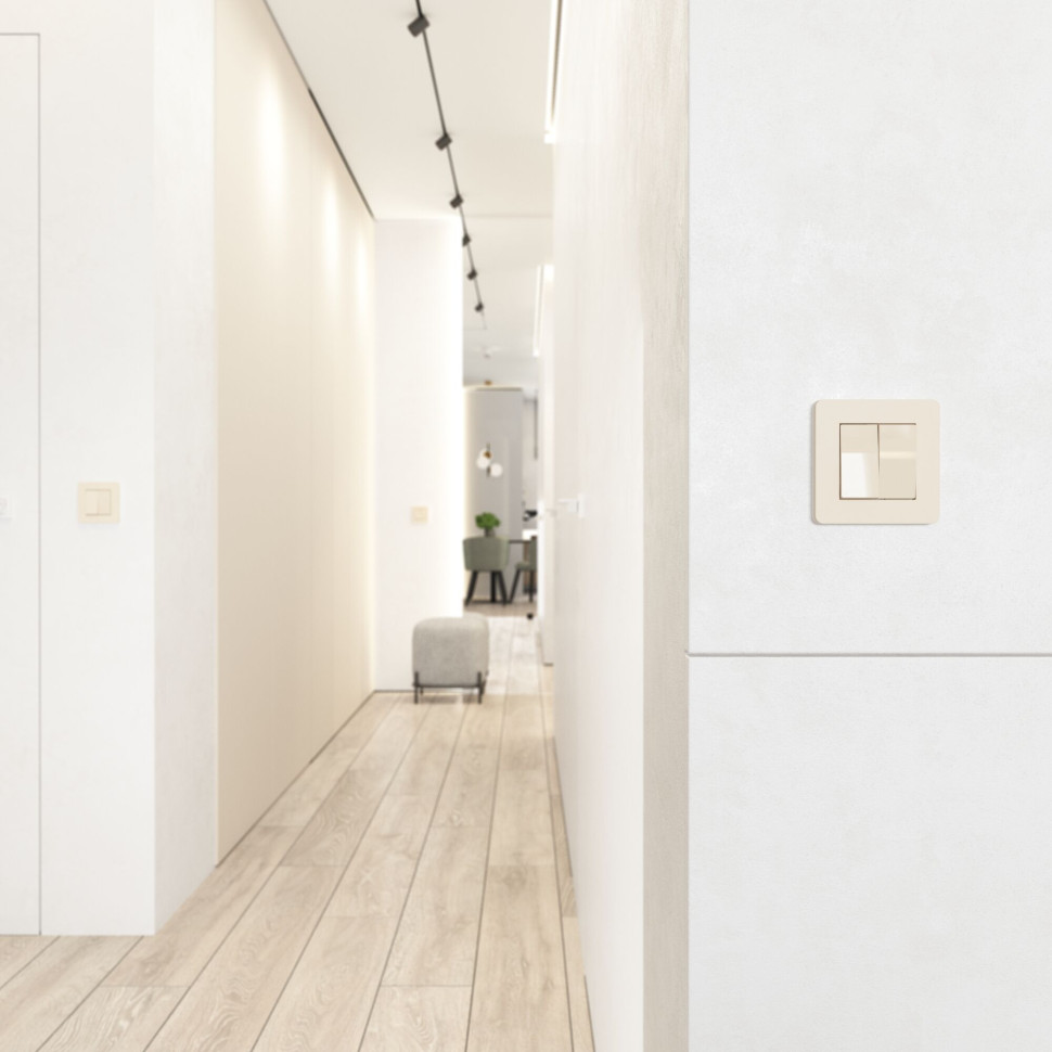 Выключатель двухклавишный проходной (айвори акрил) W1122043