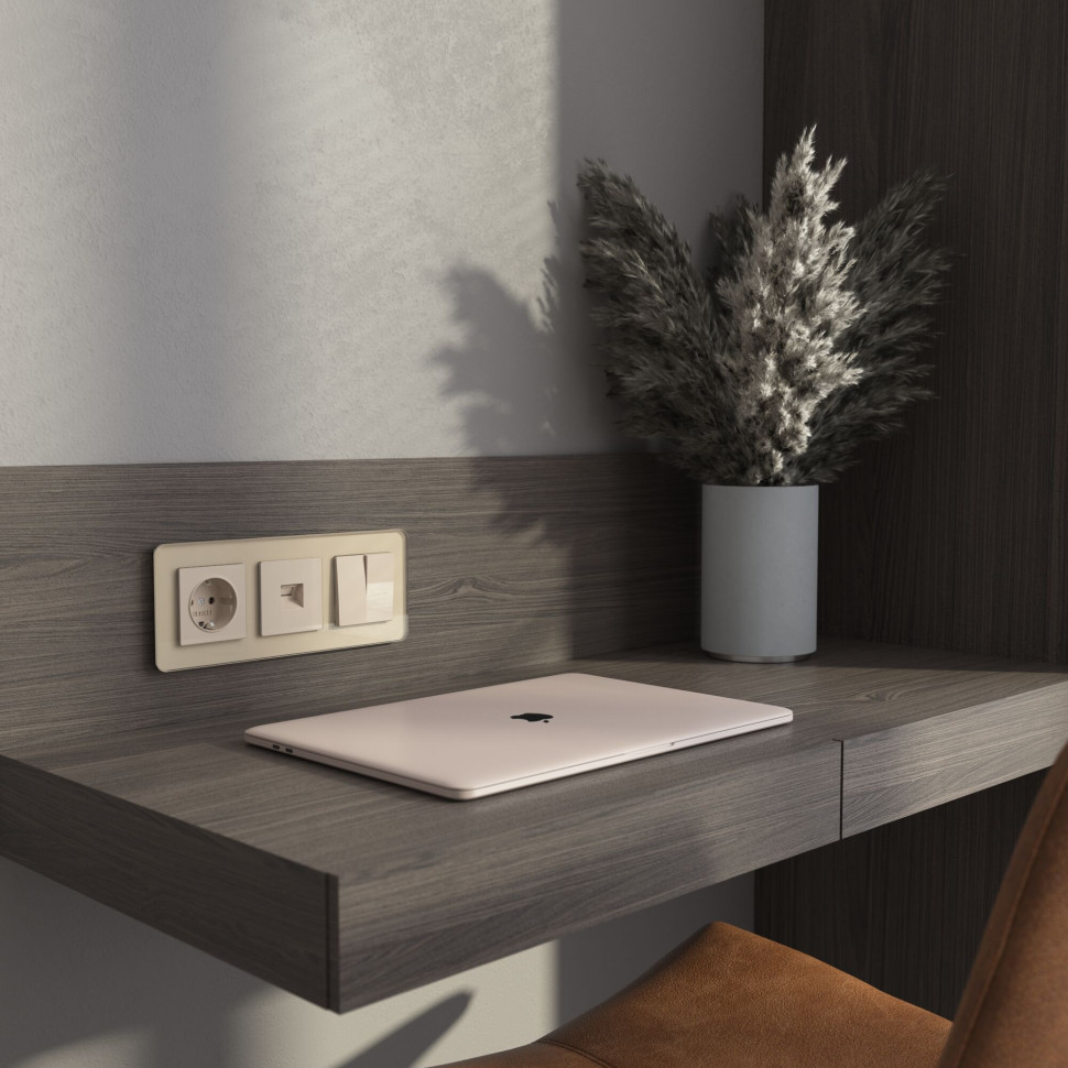 Выключатель двухклавишный проходной (айвори акрил) W1122043