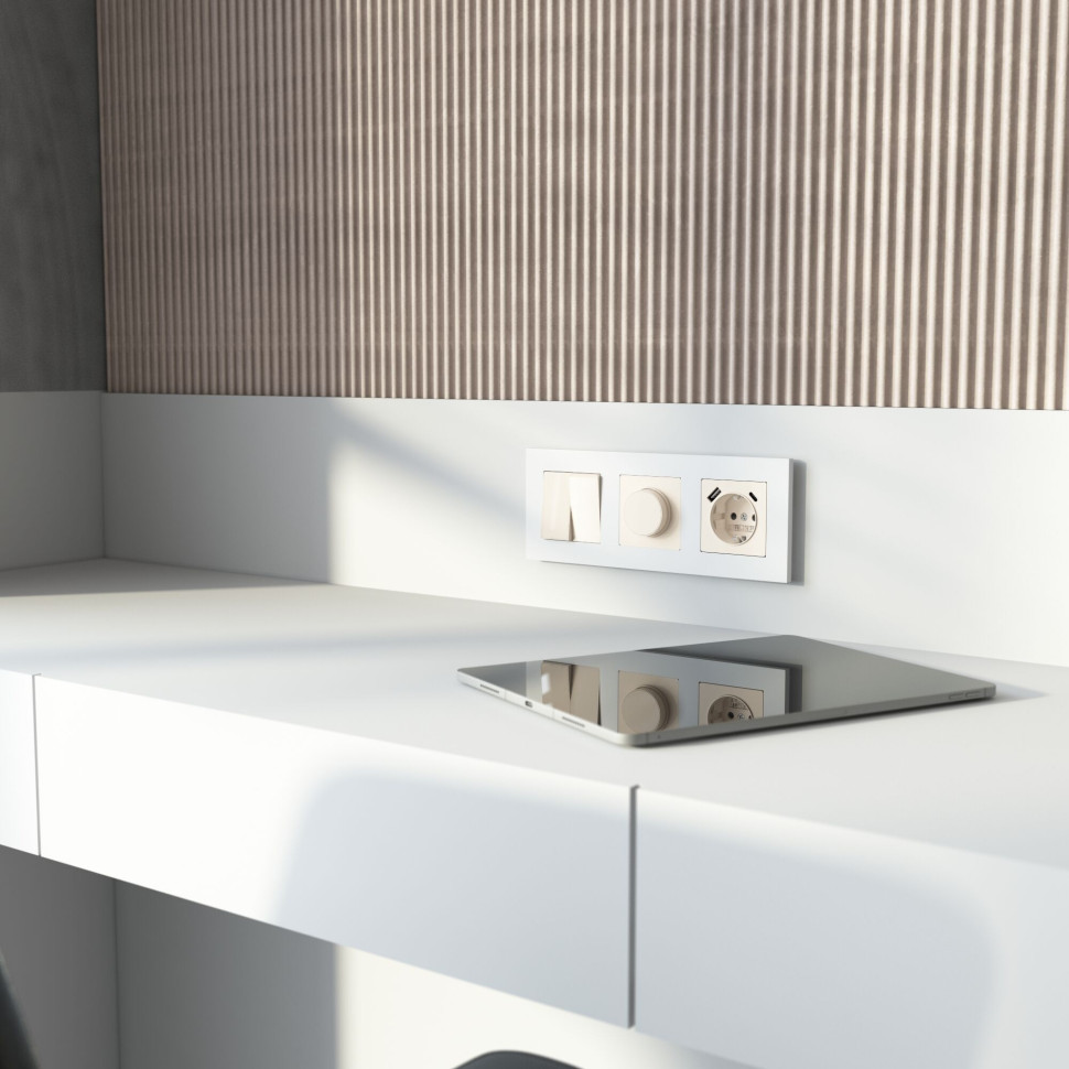 Выключатель двухклавишный проходной (айвори акрил) W1122043