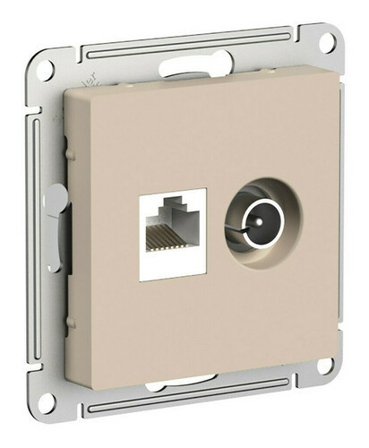 Розетка TV+RJ-45 Schneider Electric Atlas Design песочный ATN001289