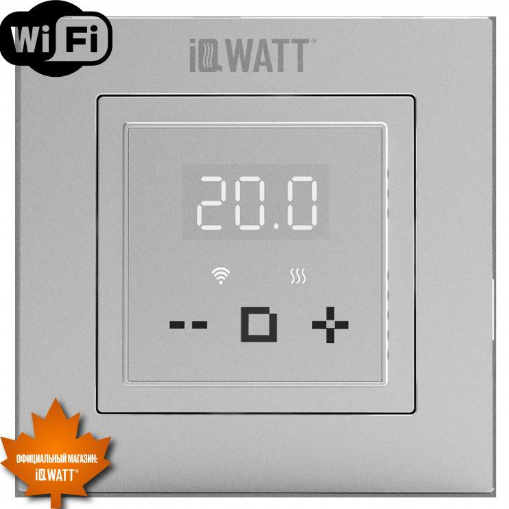 Электронный программируемый терморегулятор с сенсорным дисплеем IQWATT (серебристый металлик) IQ THERMOSTAT D WI-FI
