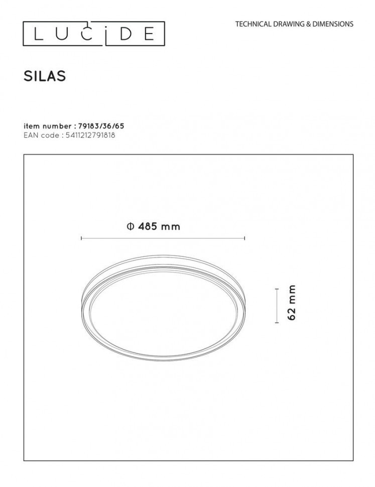 Потолочный светильник Lucide Silas 79183/36/65