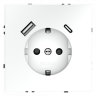 Розетка встраиваемая VOLTUM S70 с заземлением и защитными шторками, 16А, с USB, A+С, (белый матовый) VLS040502