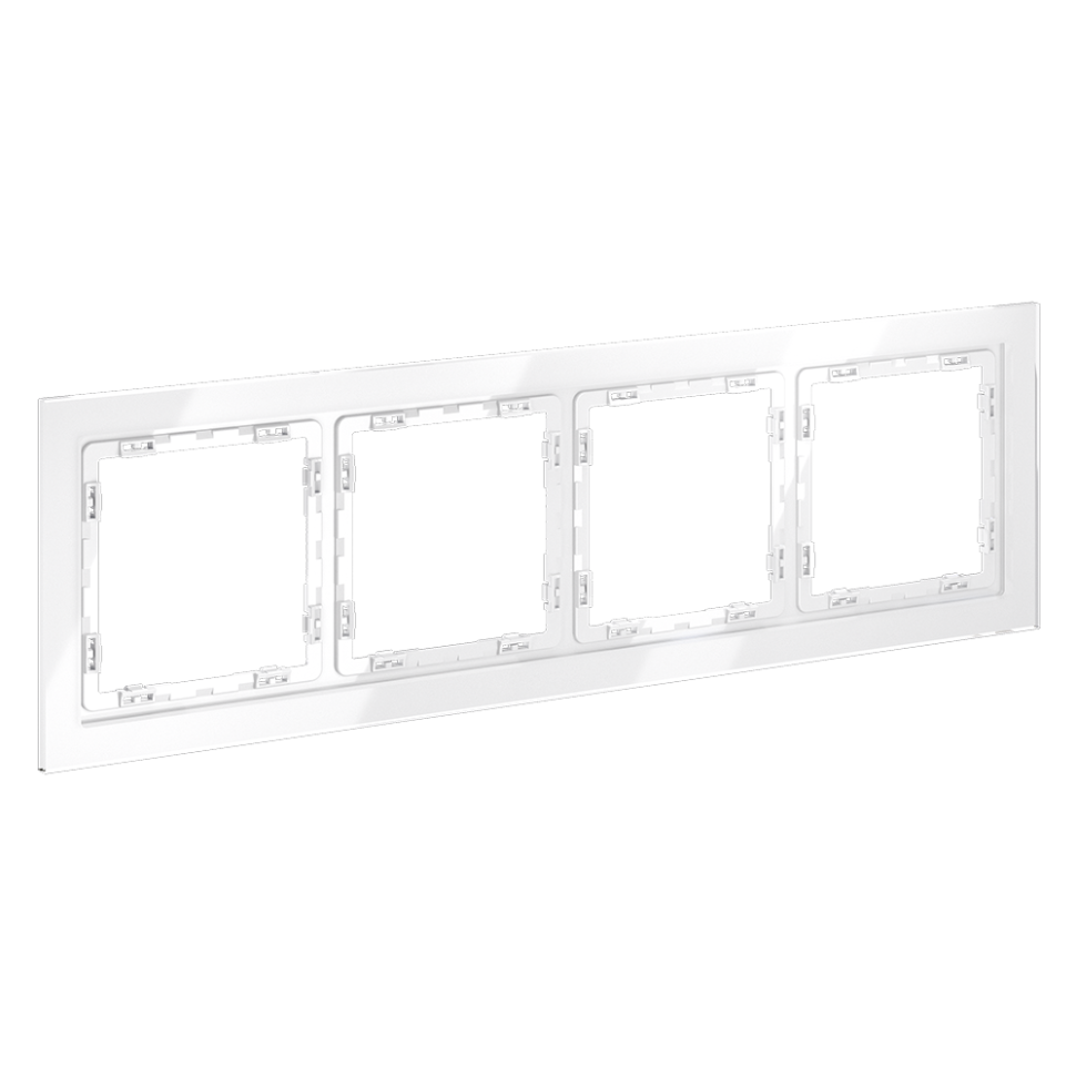 Рамка стеклянная VOLTUM S70 на 4 поста, (белый, стекло)