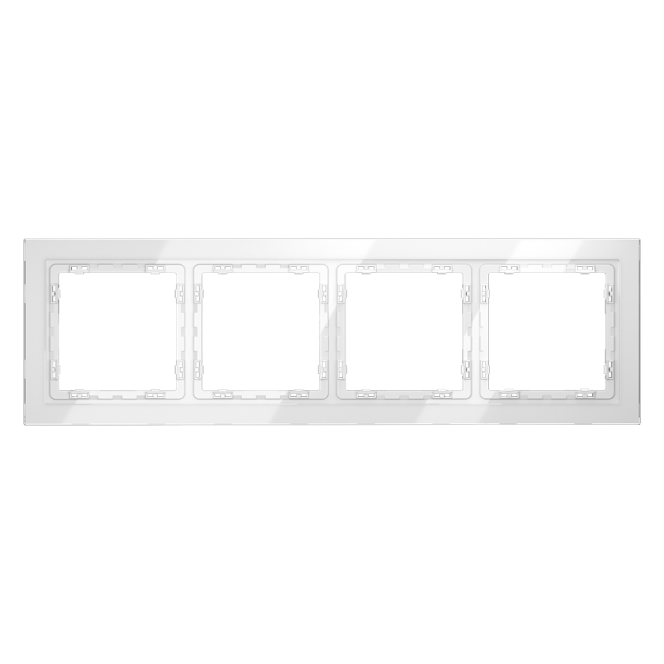 Рамка стеклянная VOLTUM S70 на 4 поста, (белый, стекло)