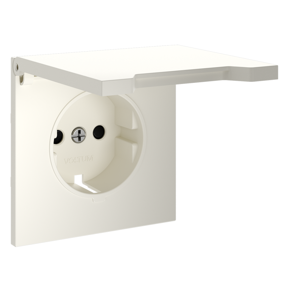 Накладка для розетки с заземлением, защитными шторками и крышкой, S70 (хлопок)