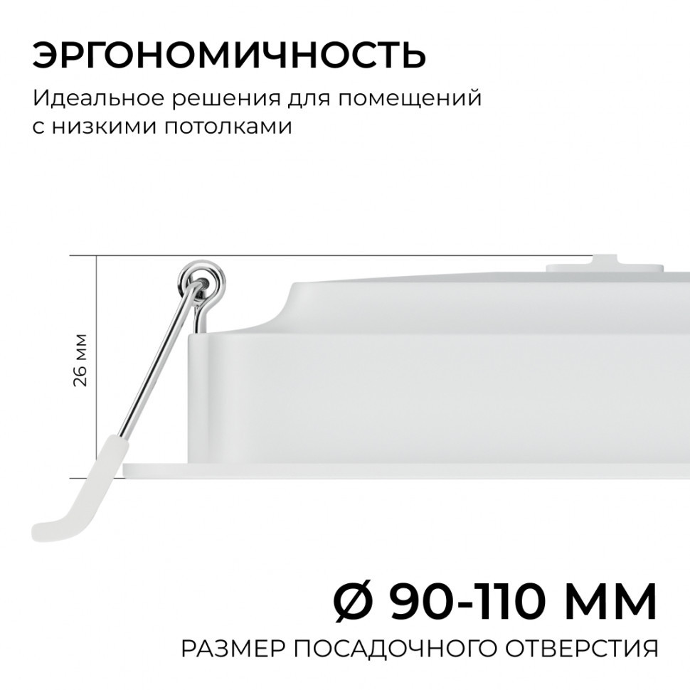 Встраиваемая светодиодная панель Apeyron 3 ССT 06-166